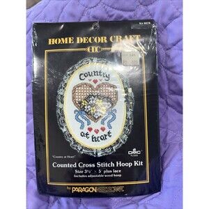 COUNTRY AT HEART Cross Stitch HOOP KIT Paragon Needlecraft #8078 ~ 3½" x 5"